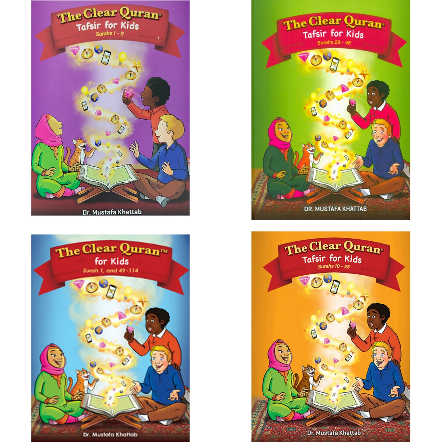 The Clear Quran Tafsir for Kids - 4 Volumes full Quraan Tafseer– Hardcover - Dr.Mustafa Khattab - FIQE