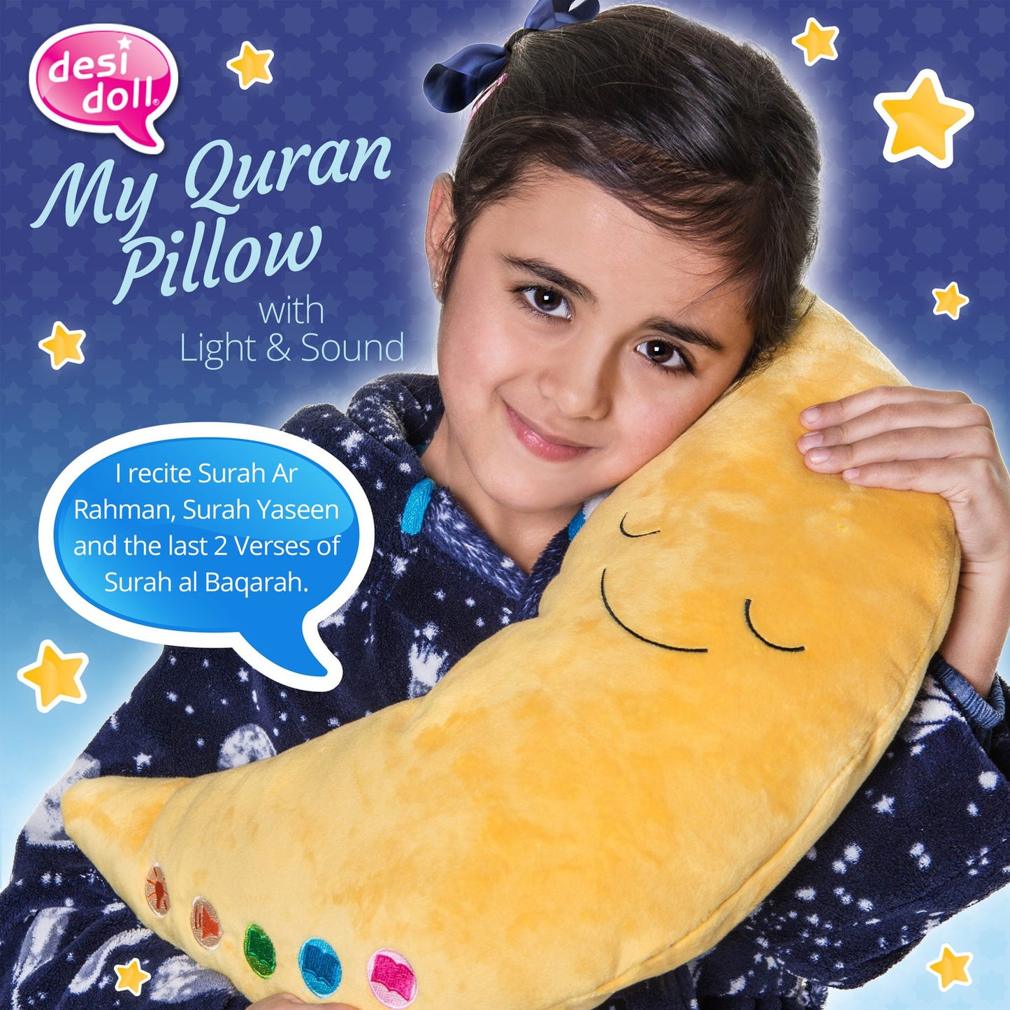My Quran Pillow Moon with Light & Sound – Islamic Pillow by Desi Doll