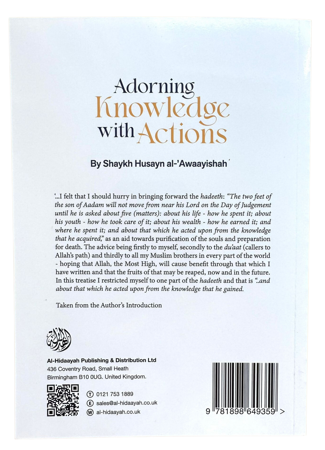 Adorning Knowledge With Action by Husayn al-Awaayishah | Islamic Studies Book