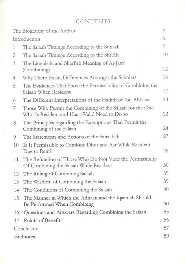 Fiqh of Combining the Salaah – Islamic Rulings on Combining Prayers (Jamaʿ) by Shaykh Mashoor Salman | Message Of Islam (S/C, 64 Pgs)
