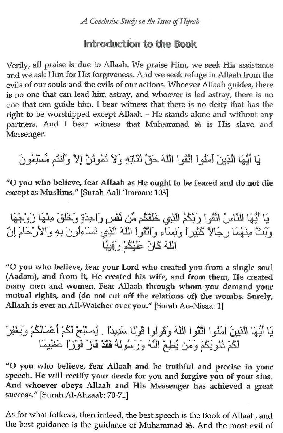 A Conclusive Study On Issues Of Hijrah by Husayn bin Awdah Al-Awaayishah