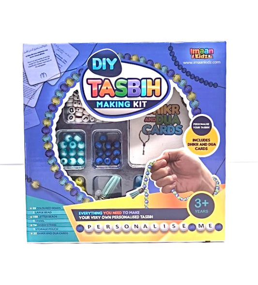 DIY Tasbih Making Kit with Dhikr Cards – Blue Islamic  Activity Set for Kids