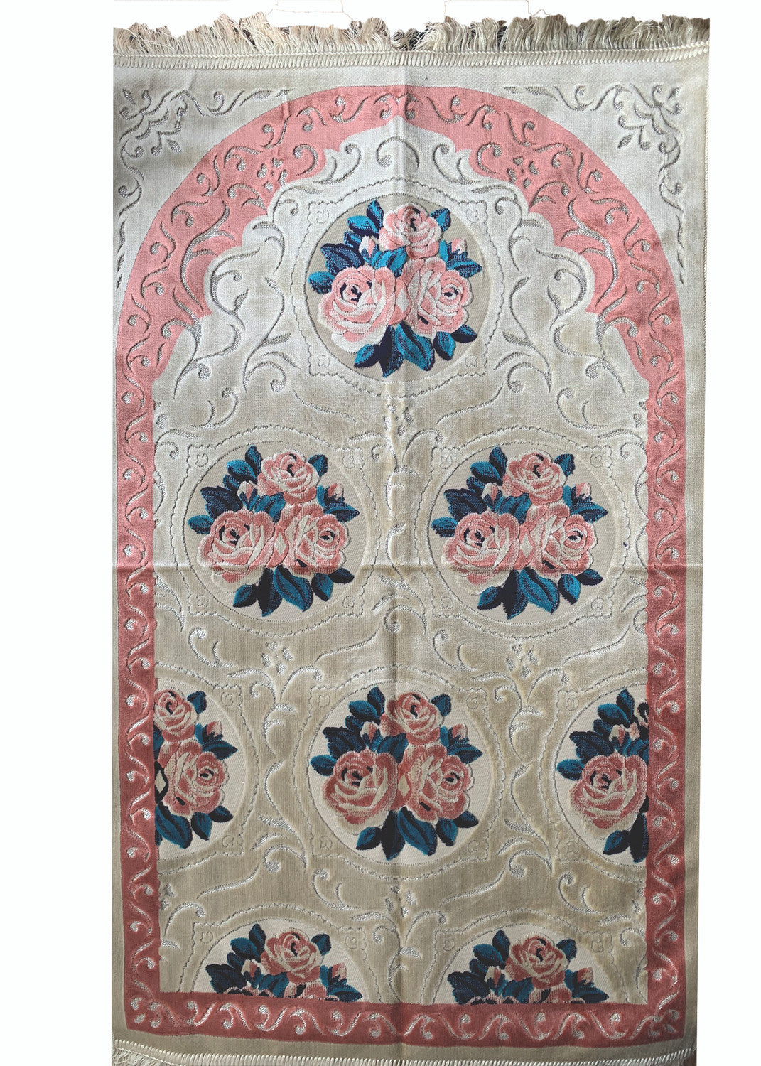 Luxury Velvet Prayer Rug with Turkish Cutwork Design | Soft & Elegant Islamic Prayer Mat