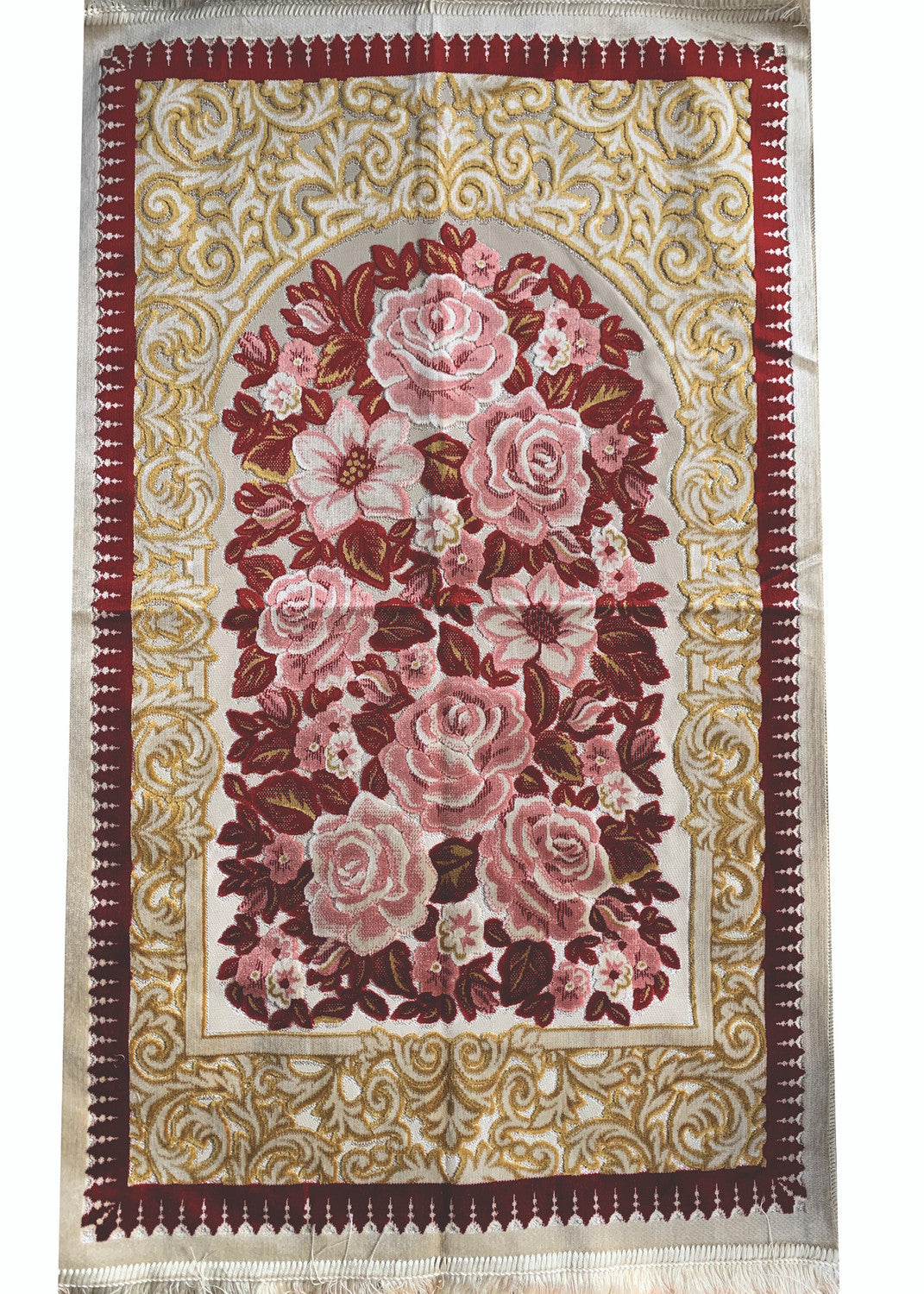 Luxury Velvet Prayer Rug with Turkish Cutwork Design | Soft & Elegant Islamic Prayer Mat