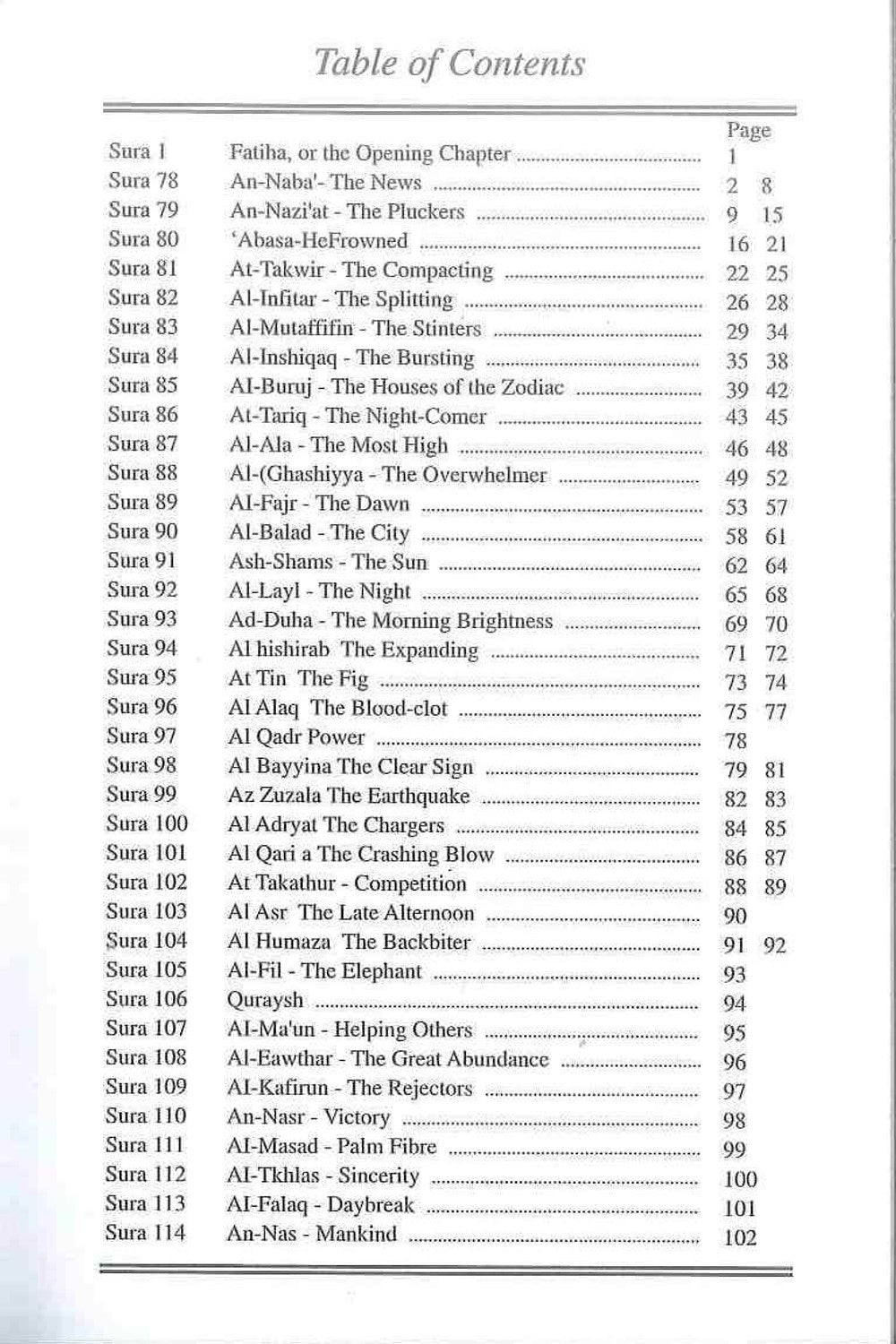 Part 30 of the Holy Quran – Pocket Size | Arabic Text & English Translation