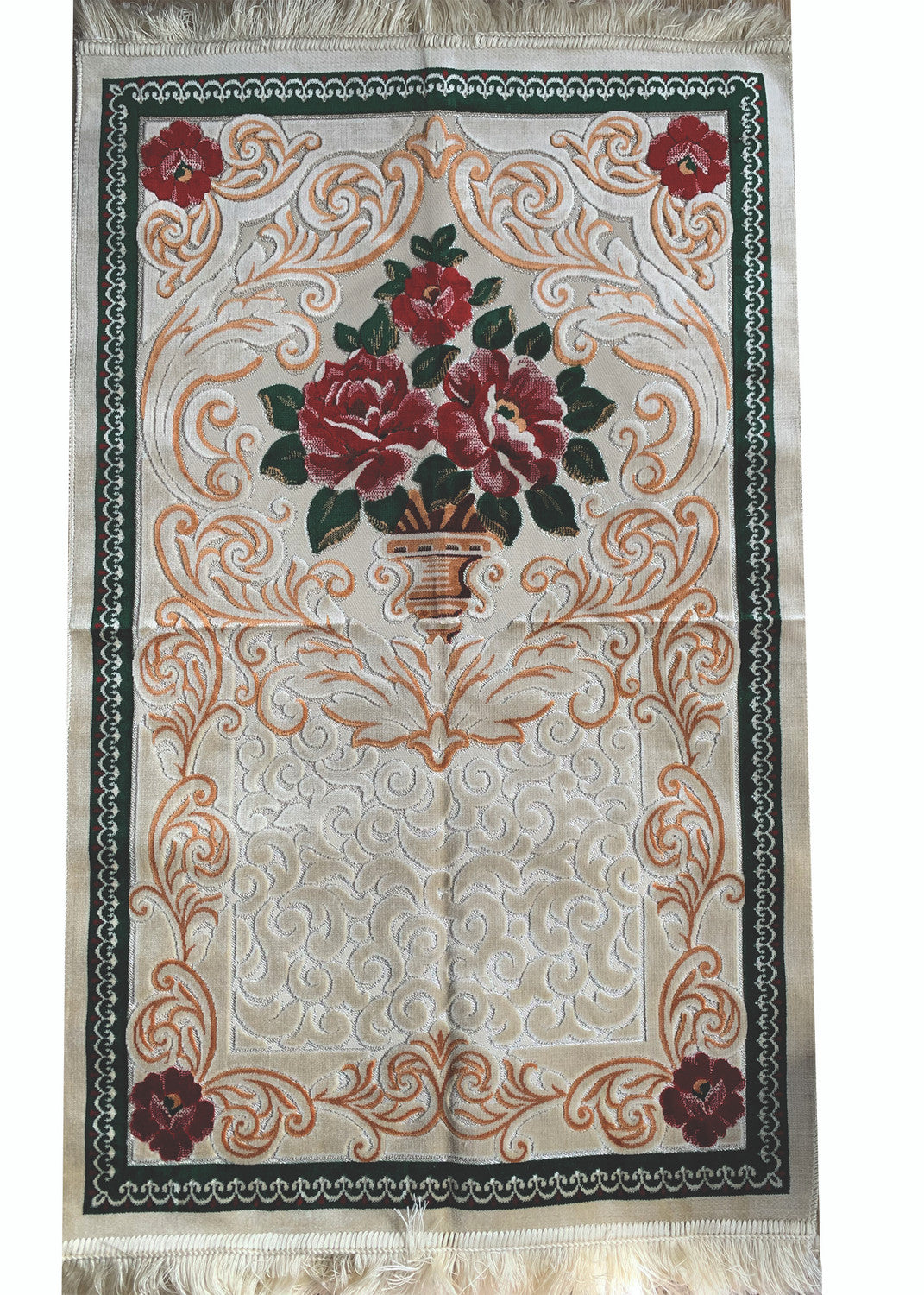 Luxury Velvet Prayer Rug with Turkish Cutwork Design | Soft & Elegant Islamic Prayer Mat
