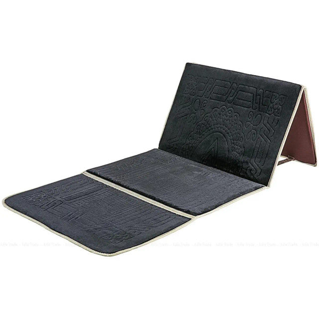 Prayer Mat with Back Support – Foldable Reclining Janamaz with Cushion Seat
