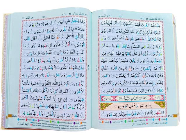 Holy Quran Colour Coded Tajweed Rules with Colour Coded Manzils – Hardcover