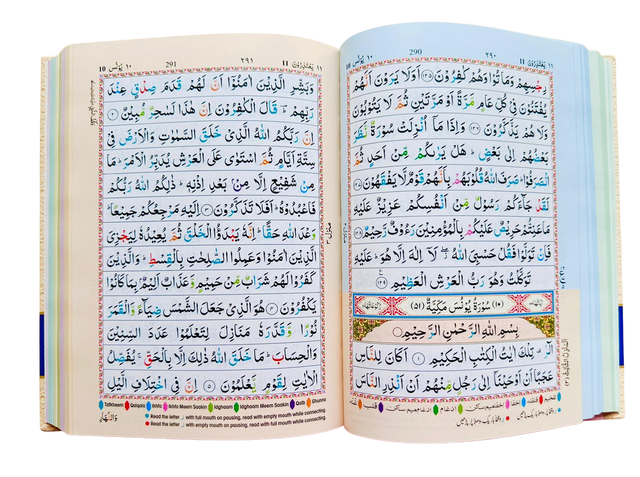 Holy Quran Rainbow Manzil & Colour-Coded Tajweed Hardcover – Medium (Arabic Text)