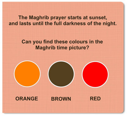 Prayer Times – Book of Colours | Islamic Colouring Book for Kids to Learn Salah Times