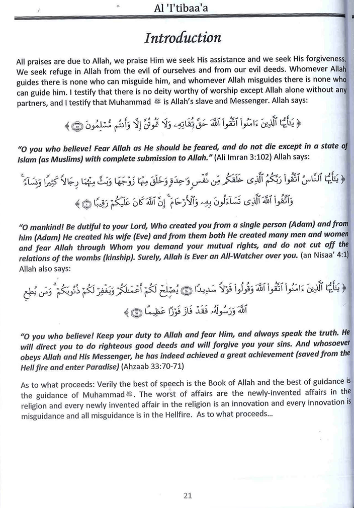 Al-I'Tibaa'A and the Principles of Fiqh of the Salaf by Shaykh Wasiullah Muhammad Abbaas-islamicbrands