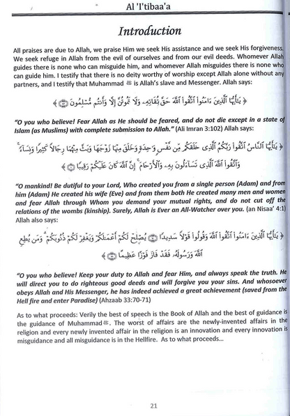 Al-I'Tibaa'A and the Principles of Fiqh of the Salaf by Shaykh Wasiullah Muhammad Abbaas-islamicbrands