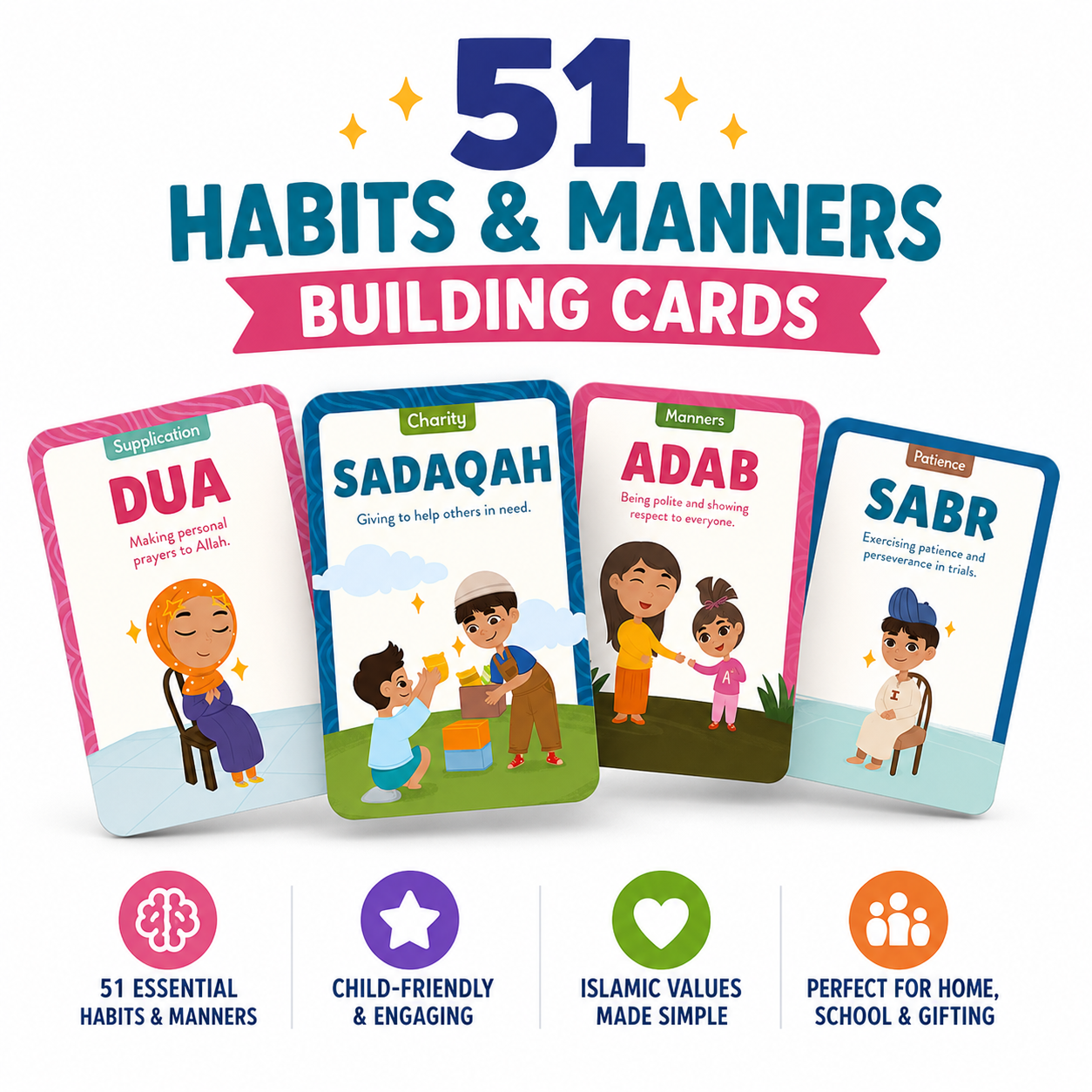 Best Behaviours Cards (Habits and Manners) | Islamic Flash Cards for Kid-islamicbrands.org