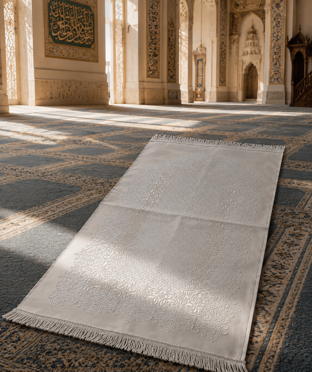Elegant Islamic Prayer Mat Janamaz Premium Embroidered Soft Luxury Musallah