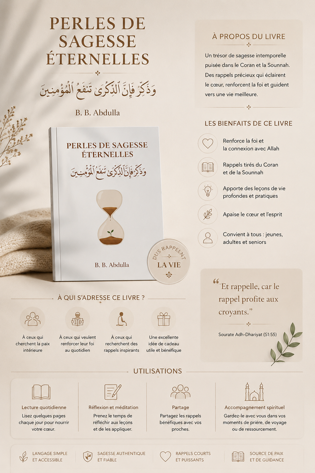 French version Perles de Sagesse Éternelles – Timeless seeds of advice-Conseils Islamiques Inspirants du Coran et de la Sunnah