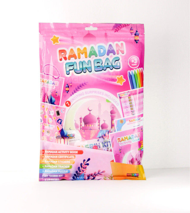 Ramadan Fun Bag – Pink & Blue Islamic Activity Gift Bag for Kids