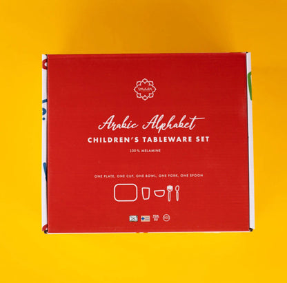 Arabic Alphabet Children’s Tableware Set – Islamic Kids Dining & Learning Set