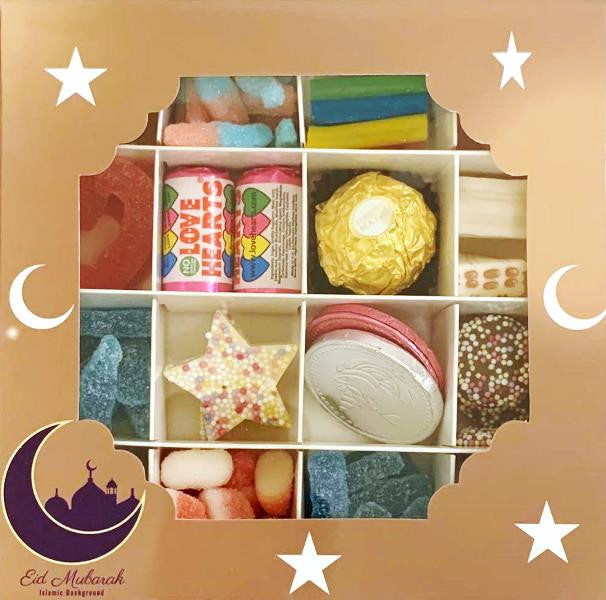 Eid Mubarak Brown Sweets Box – 16 Pick & Mix Halal Jelly Selection | Halal Eid Gift Hamper
