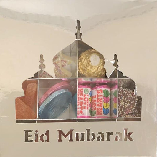 Eid Mubarak Silver Sweets Box – 16 Pick & Mix Halal Jelly Selection | Halal Eid Gift Hamper
