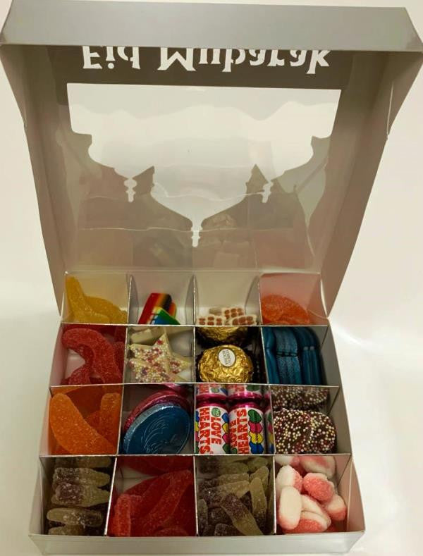 Eid Mubarak Silver Sweets Box – 16 Pick & Mix Halal Jelly Selection | Halal Eid Gift Hamper