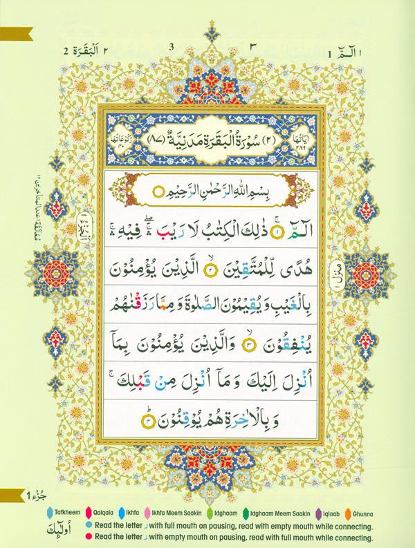 Holy Quran Colour-Coded Tajweed Rules 14×19 – Arabic  Quran with Recitation Guide