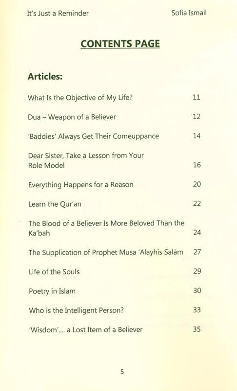 It’s Just a Reminder – Islamic Reflections for Daily Life by Sofia Ismail-islamicbrands