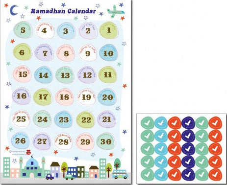Ramadan Activity Calendar for Kids (A3 Size) with Sticker Sheet – Fun Islamic Ramadan Activities for Children