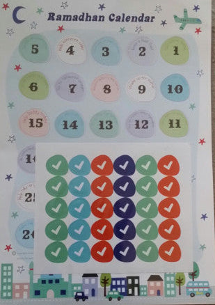 Ramadan Activity Calendar for Kids (A3 Size) with Sticker Sheet – Fun Islamic Ramadan Activities for Children