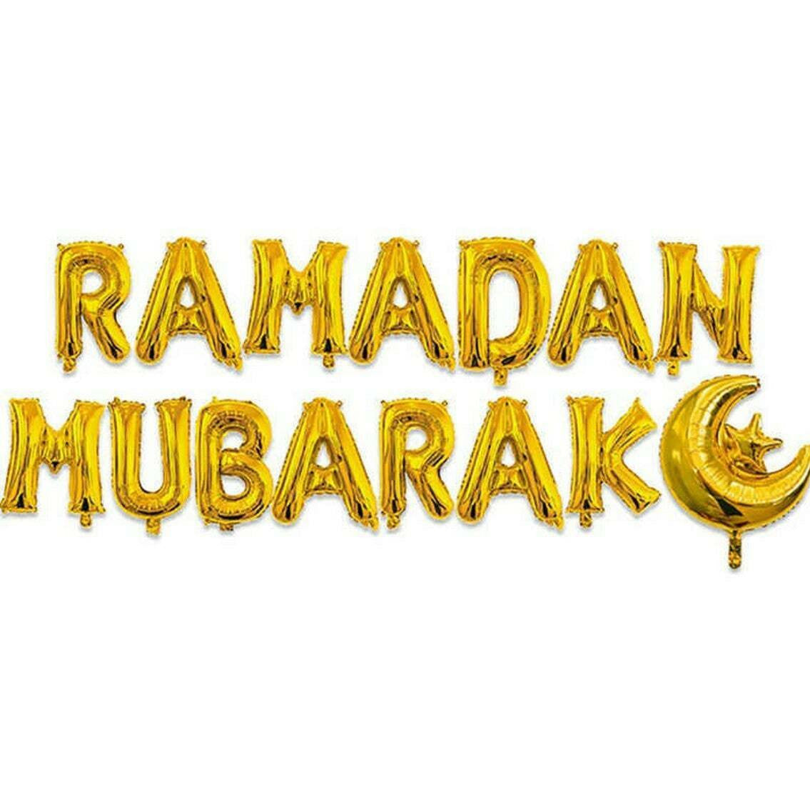 Ramadan Mubarak Gold Letter Foil Balloons – Islamic Party Decorations for Ramadan & Eid Celebrations