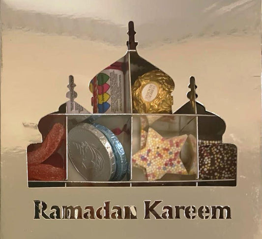 Ramadhan Mubarak Silver Sweets Box – 16 Pick & Mix Halal Jelly Selection | Halal Ramadan Gift Hamper