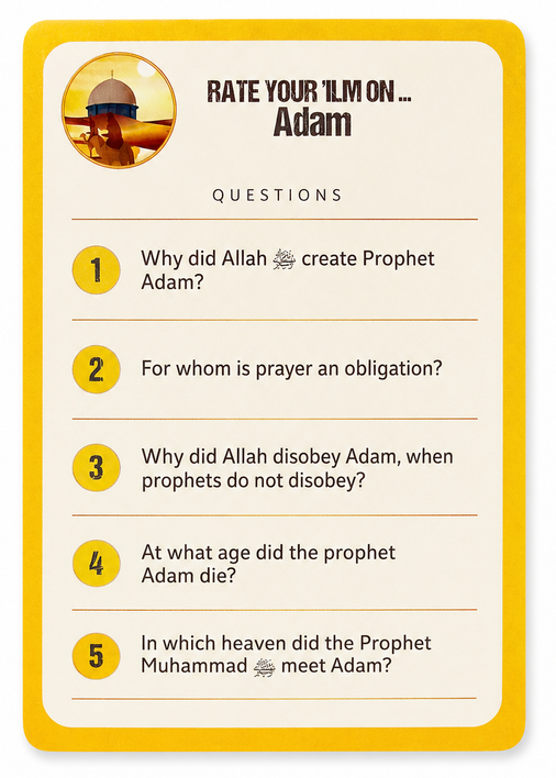 Rate Your Ilm: Prophets and Companions | Interactive Islamic Quiz Book for Kids
