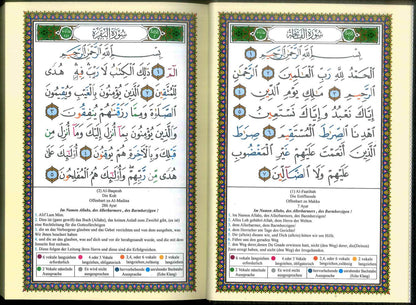 Tajweed Quran mit Bedeutungsübersetzung in deutscher Sprache