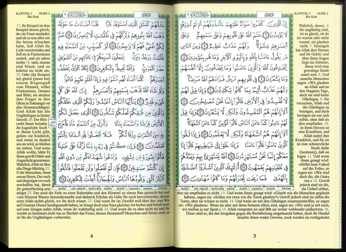 Tajweed Quran mit Bedeutungsübersetzung in deutscher Sprache