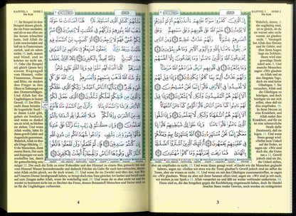 Tajweed Quran mit Bedeutungsübersetzung in deutscher Sprache