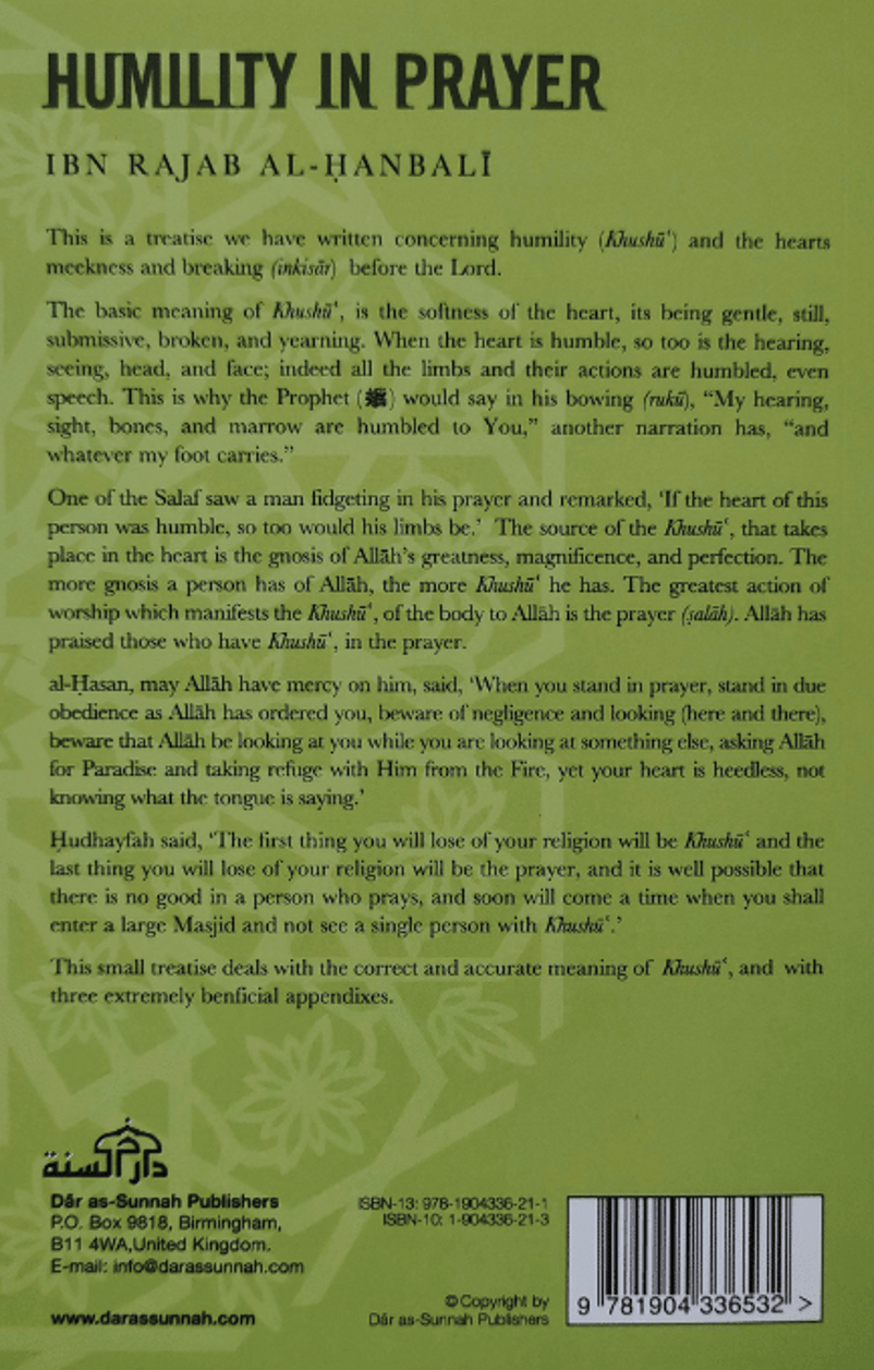 The Humility in Prayer Book by Ibn Rajab | Khushu in Salah Guide