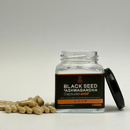 Black Seed & Ashwagandha Capsules – Organic Herbal Blend for Vitality & Stress Support