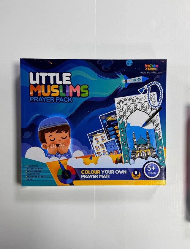 Little Muslim Prayer Pack – Blue | Kids Prayer Starter Set with Mat, Tracker & Wudu Chart