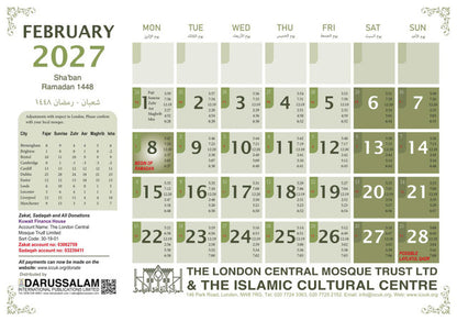 2027 Islamic Calendar | Hijri 1448-1449 with Prayer Times & Historic Cities
