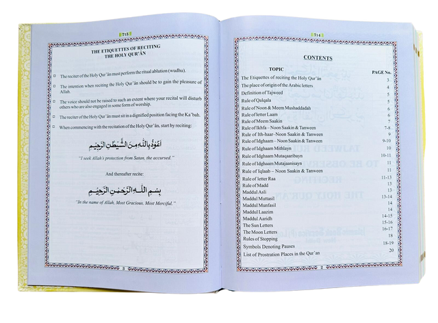 Holy Quran Colour-Coded Tajweed with Roman Script Transliteration & English Translation – Hardcover with Rehal Holder