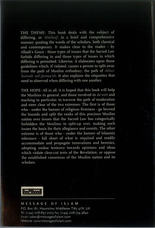 Understanding The Etiquettes Of Differing – Islamic Guide to Disagreement (Ikhtilāf) & Proper Conduct | Saalim ibn Saalih al-Marfadee (Message Of Islam, S/C, 79 Pgs)
