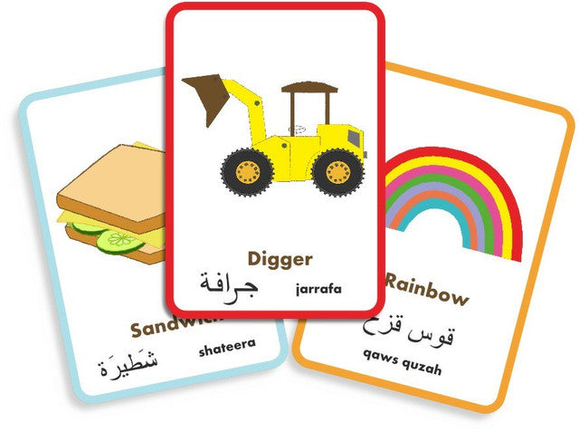 Arabic Words Flash Cards | Bilingual Arabic-English Vocabulary Learning Cards for Children