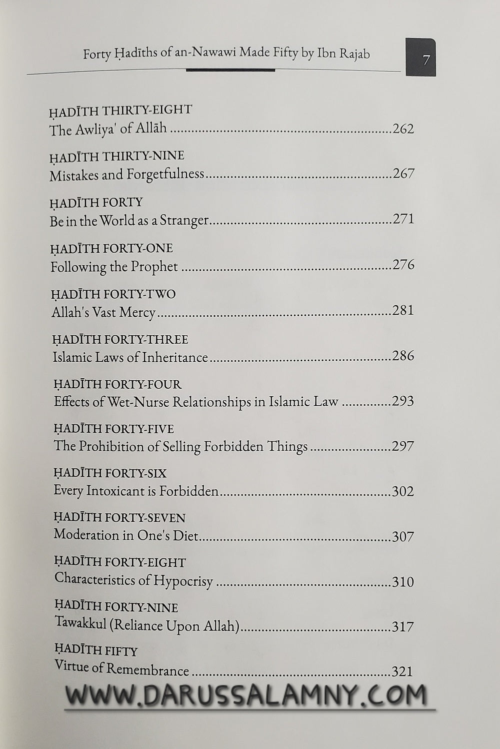 Commentary on Forty Hadith of an-Nawawi Made Fifty  by Ibn Rajab –Islamic English Hadith