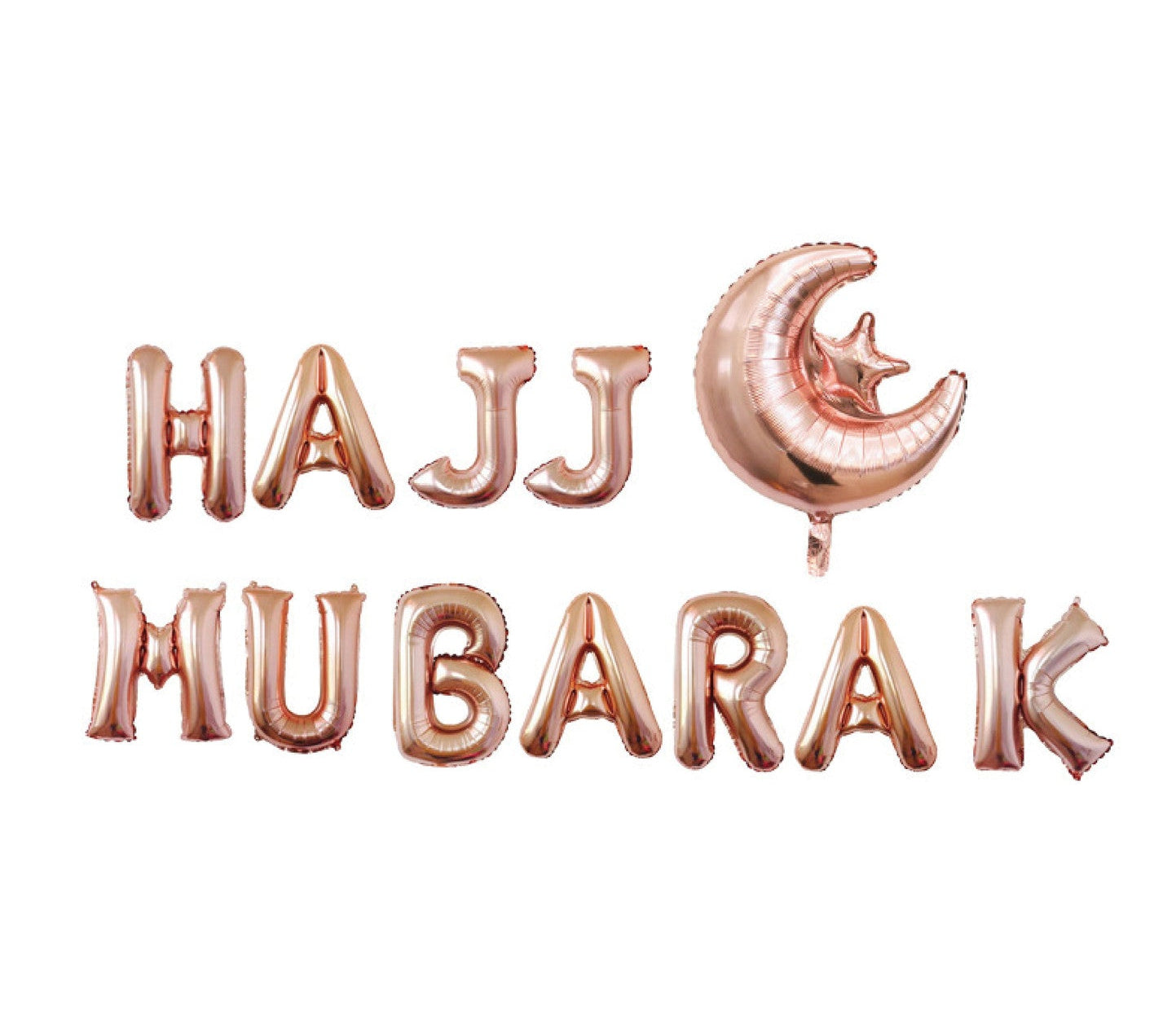 Hajj Mubarak Rose Gold Foil Balloons – Islamic Party Decorations for Hajj & Eid Celebrations