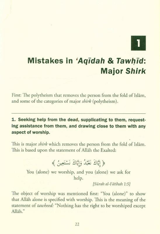 Clarifying Common Mistakes Widespread Among the Muslims