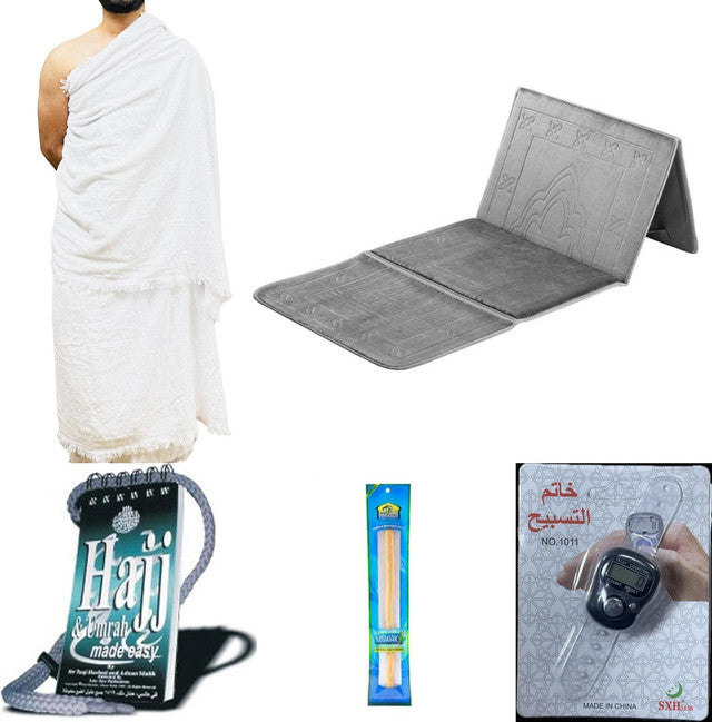 Ultimate Hajj & Umrah Essentials Bundle with Ihram – Complete Pilgrimage Kit for Men