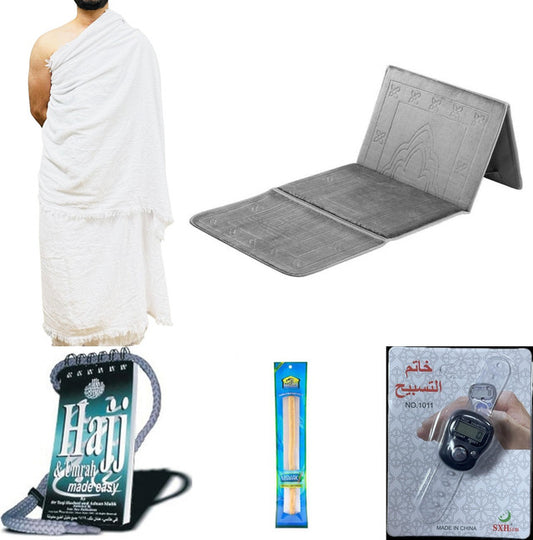 Ultimate Hajj & Umrah Essentials Bundle with Ihram – Complete Pilgrimage Kit for Men