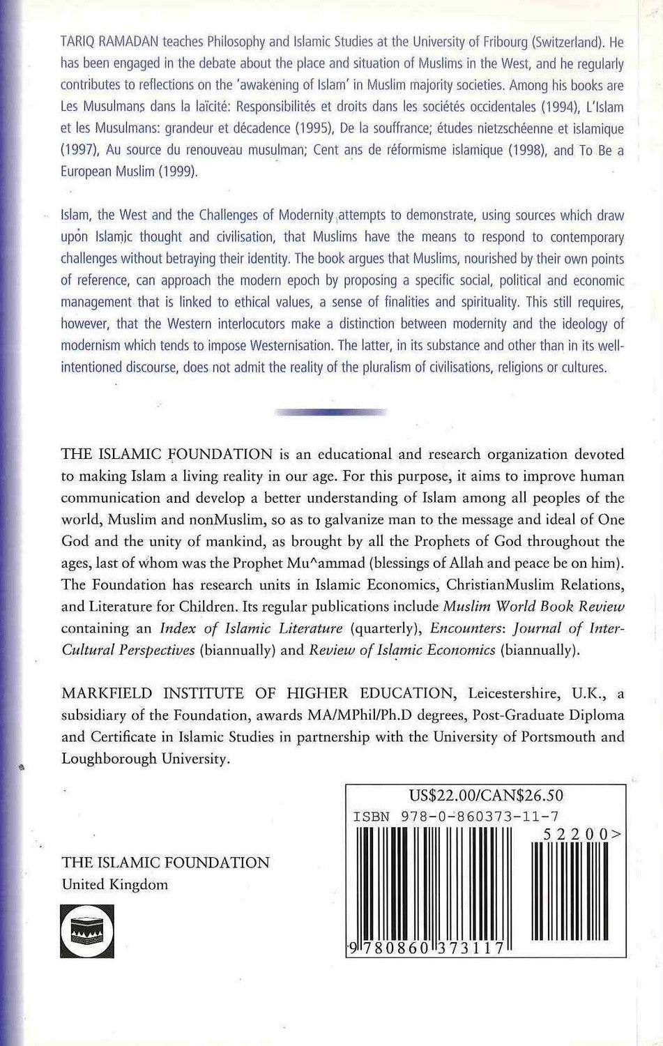 Islam, the West and the Challenges of Modernity | Islamic Thought & Contemporary Issues