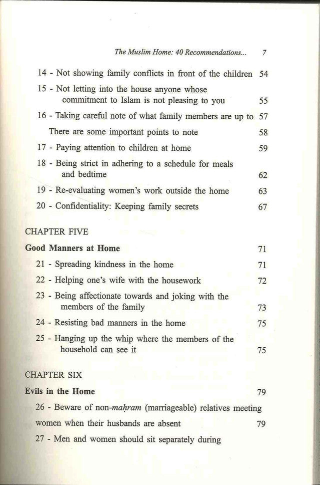 The Muslim Home 40 Recommendations