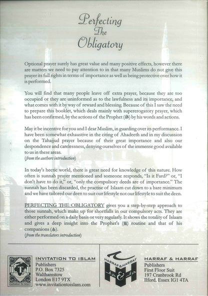 Perfecting the Obligatory – A Treatise on the Performance of the Sunnah Prayers | Islamic Guide to Supererogatory Prayers by Abdullah Ibn Sulayman Ibn Muhammad al-Marzook (Message Of Islam, S/C, 75 Pgs)