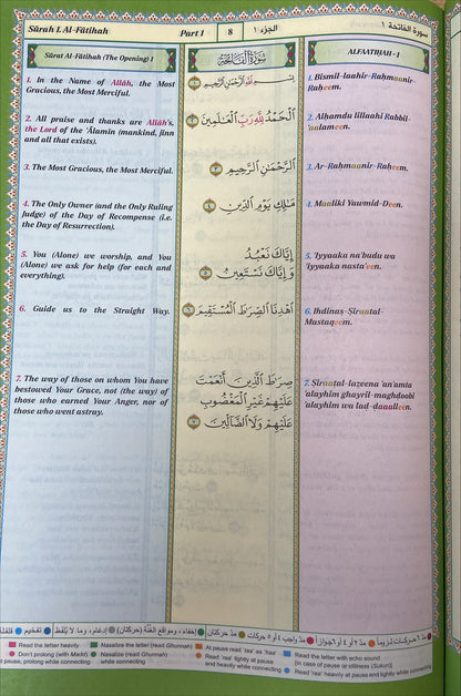 The Noble Quran Rainbow Transliteration in Roman Script | Arabic Text with English Translation